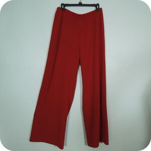 ASHLEY STEWART Pants 12 Womens Jester Red Wide Leg Elastic Waist